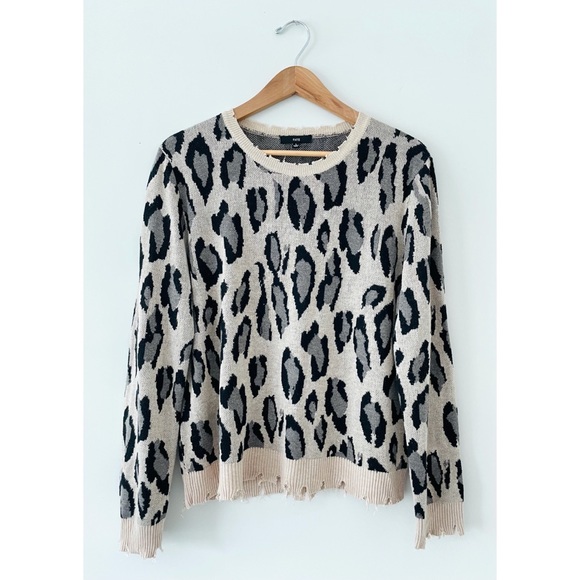FATE 🌈 Distressed Leopard Print Sweater in Taupe & Black from Anthropologie - Picture 15 of 16